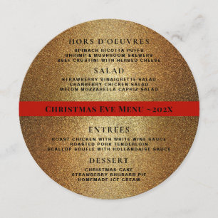 Gold Red Round Christmas Dinner Menu Template