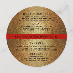 Gold Red Round Christmas Dinner Menu Template