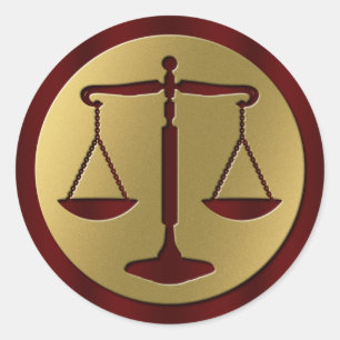 Gold Red Scales of Justice   Law Gifts Classic Round Sticker
