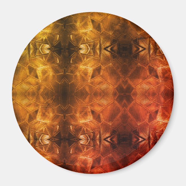 Gold Red Sheen Elegant Textured Glass Look Magnet (Front)