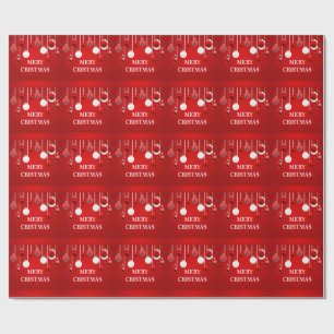 Gold Red Silver Glitter Ornament Corporate Holiday Wrapping Paper