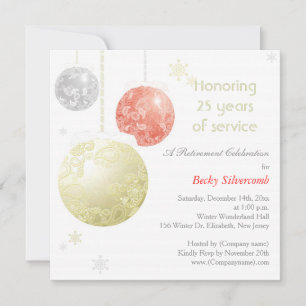 Gold Red Silver Winter Retirement Party Invitation