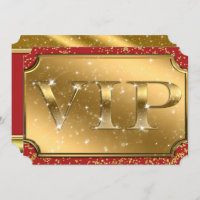 Gold & Red Sparkle Glam VIP Party Event Ticket