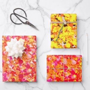 Gold Red Splattered Paint Wrapping Paper Sheet