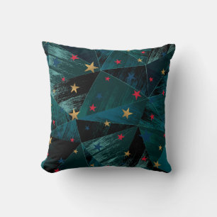 Gold, red stars on blue cushion