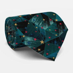 Gold, red stars on blue tie