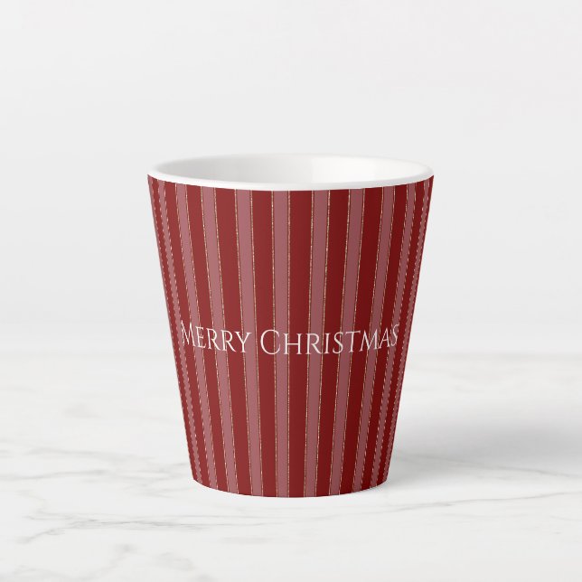 Gold Red Stripes Christmas Latte Mug (Front)