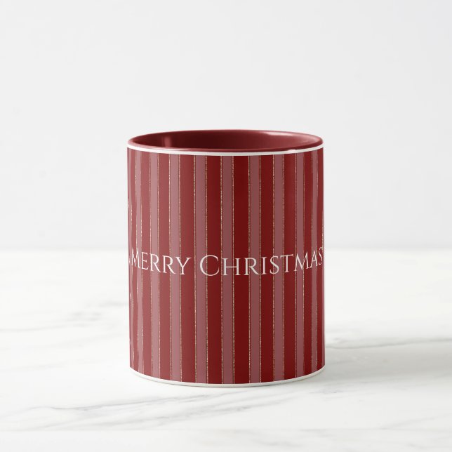Gold Red Stripes Christmas Mug (Center)