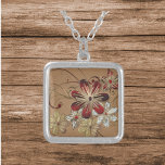 Gold/Red Swirl Square  Silver Plated Necklace<br><div class="desc">Make a bold statement with this sterling silver plated square necklace featuring a striking gold and red swirl design. Artistic,  modern,  and full of flair—perfect for dressing up any look. A gorgeous gift idea for her or a standout addition to your own jewellery collection.</div>