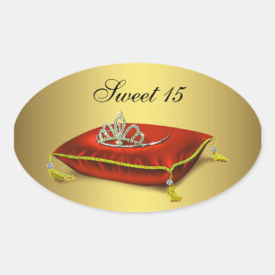 Gold Red Tiara Party Favour Label Envelope Seal