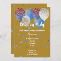 GOLD RED WHITE & BLUE BIRTHDAY BALLOON
