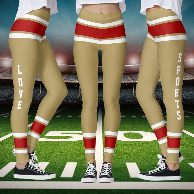 Gold Red White Team Jersey Colours Love Sports Leggings (Gold Red White Team Jersey Colors Love Sports Leggings)