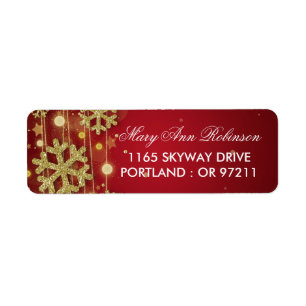 Gold Red Winter Birthday Return Address