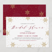 Gold & Red Winter Snowflake Wedding Bridal Shower