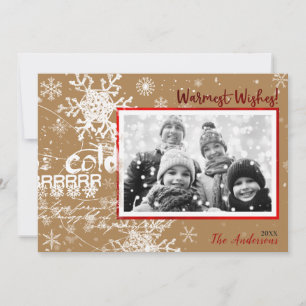 Gold & Red Winter Warm Wishes Holiday Modern Photo