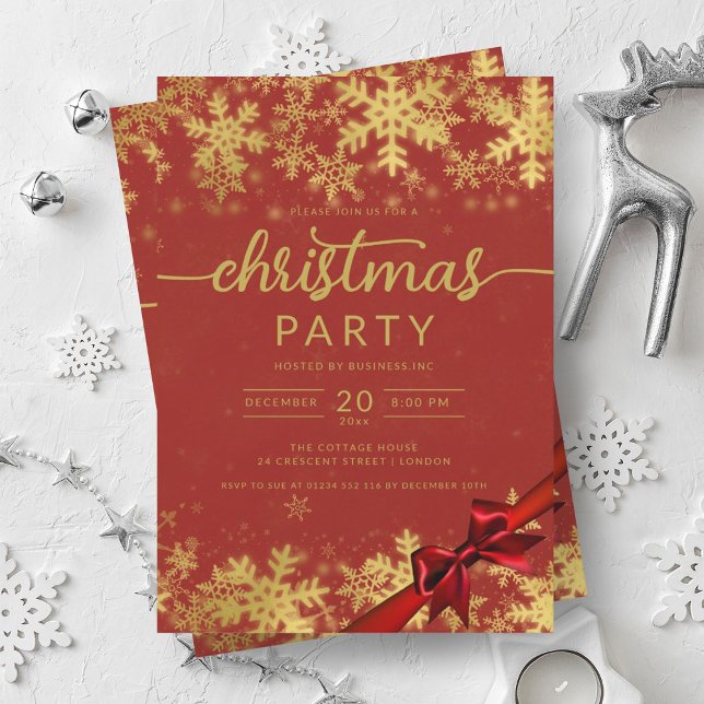 Gold Red Winter Wonder Company Christmas  Invitation (Gold Red Winter Wonder Company Christmas Invitation)