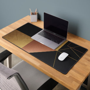 Gold Reflections Geometry Desk Mat