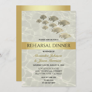 Gold Rehearsal Dinner Invitation