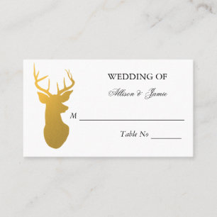 Gold Reindeer Antler Modern Wedding Table Number Place Card