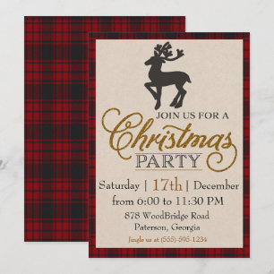 Gold Reindeer Christmas Party Invitation