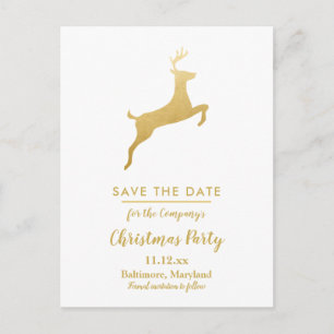 Gold Reindeer Christmas   Winter Holiday Party Announcement Postcard