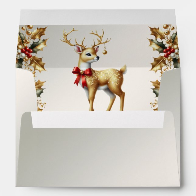 Gold Reindeer Holiday Envelope (Back (Bottom))