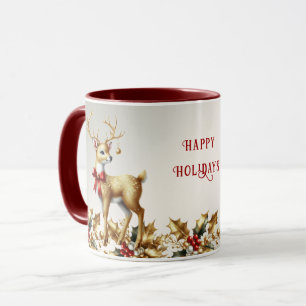 Gold Reindeer Holiday Mug