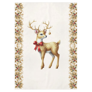 Gold Reindeer Holiday Tablecloth