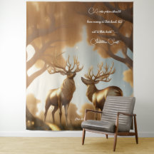 Gold Reindeer Malabar chestnut Money tree Tapestry