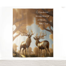 Gold Reindeer Malabar chestnut Money tree Tapestry