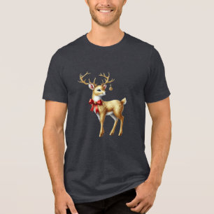 Gold Reindeer Men's T-Shirt Tri-Blend Shirt