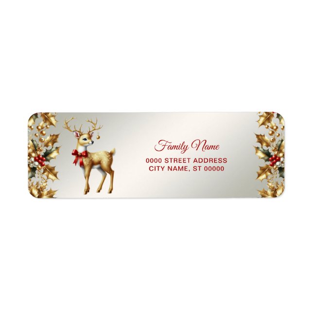 Gold Reindeer Return Address (Front)