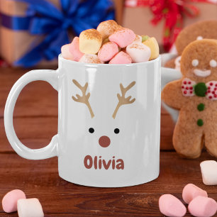  Gold Reindeer Rudolph Minimalistic Christmas Coffee Mug