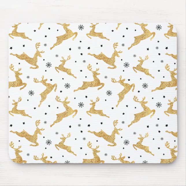 Gold Reindeers Mouse Mat (Front)