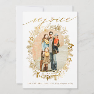 Gold Rejoice Christmas Wreath Christmas Card