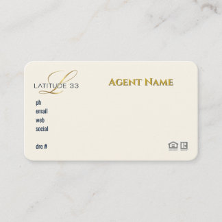 Gold relief map Latitude 33 Newport Beach Business Card