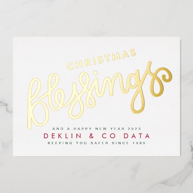 Gold Religious Christmas Blessing Corporate Foil Holiday Card (Front)