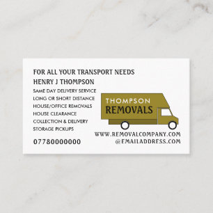 Gold Removal Van, Removal Company Business Card