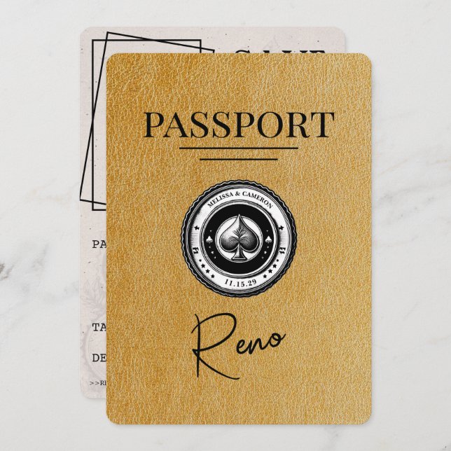 Gold Reno Passport Save The Date (Front/Back)