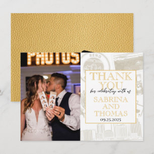 Gold Reno Wedding Photo Thank You Card