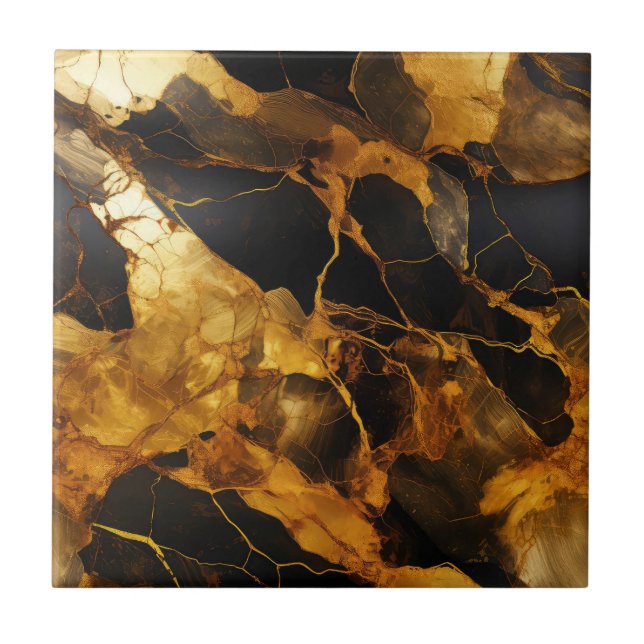 Gold Resin Art Ceramic Tile (Front)