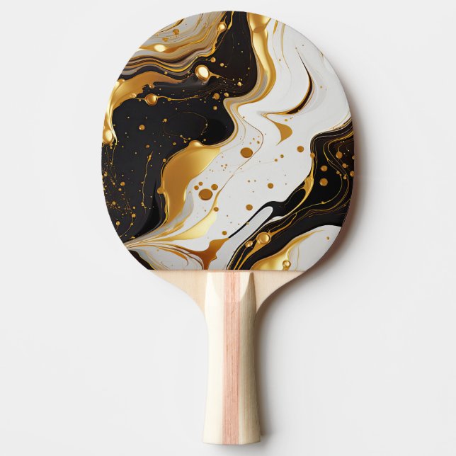 Gold Resin Art Ping Pong Paddle (Front)
