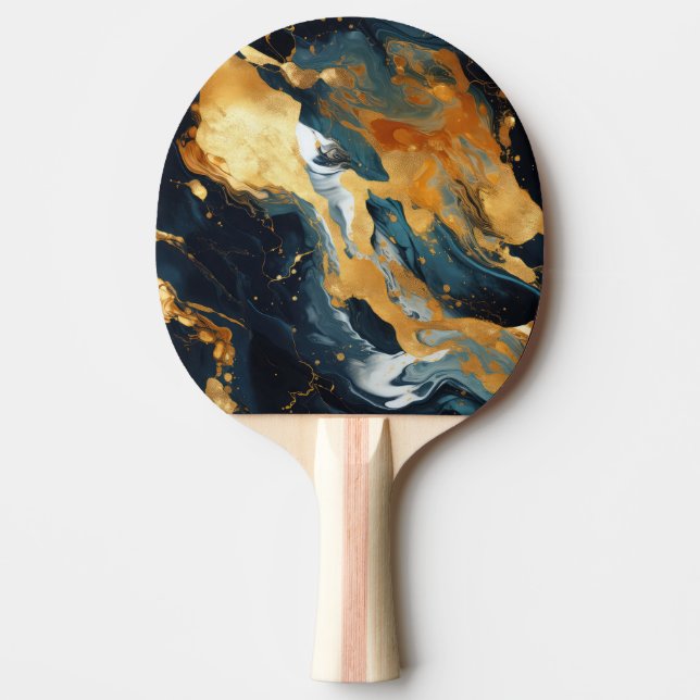 Gold Resin Art Ping Pong Paddle (Front)