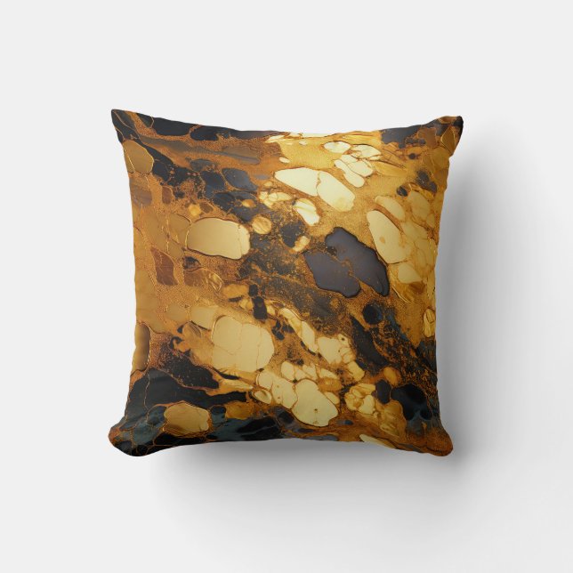 Gold Resin Art Throw Pillow (Front)