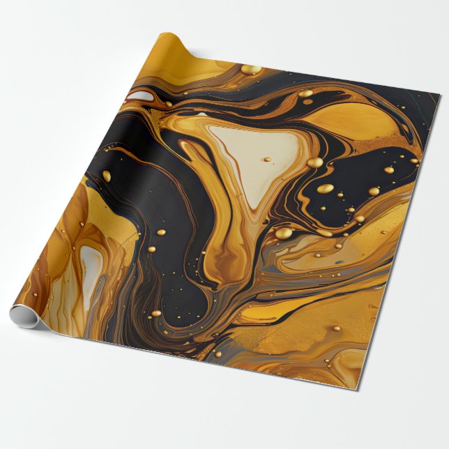 Gold Resin Art Wrapping Paper (Unrolled)
