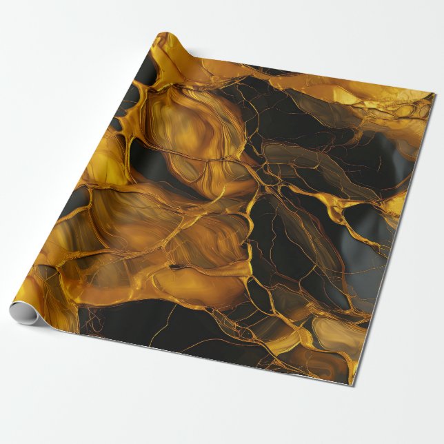 Gold Resin Art Wrapping Paper (Unrolled)