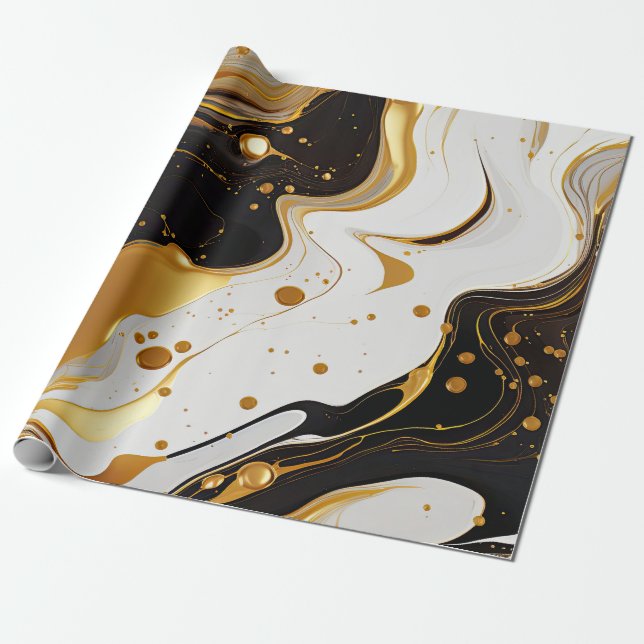 Gold Resin Art Wrapping Paper (Unrolled)