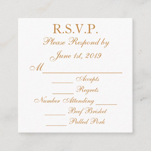 Gold Response RSVP Cards (Front)