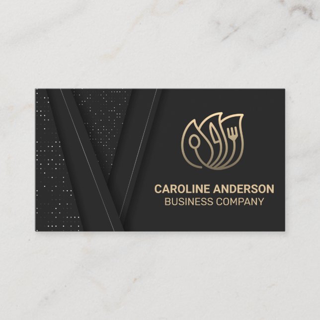 Gold Restaurant Logo Business Card (Front)