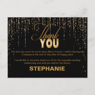 Gold Retirement Thank You Cards